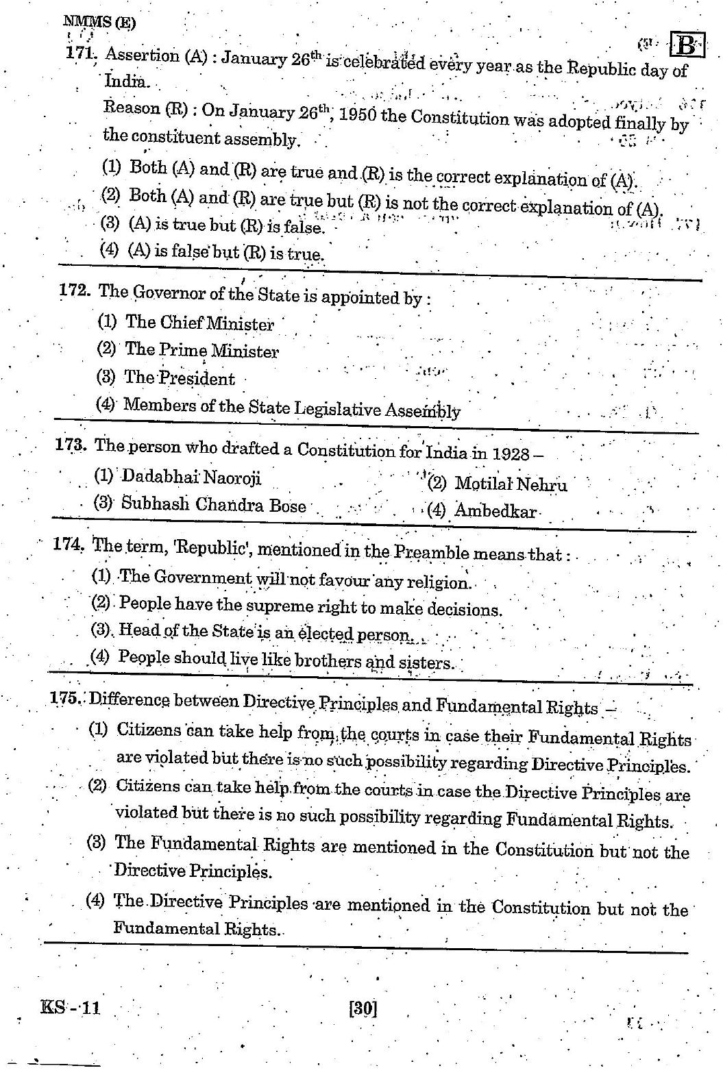 NMMS Feb 2021 - Booklet Code-B (English Medium) - Page 30