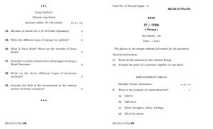Meghalaya Board (MBOSE) Class 11 IT ITES 2020 Question Paper