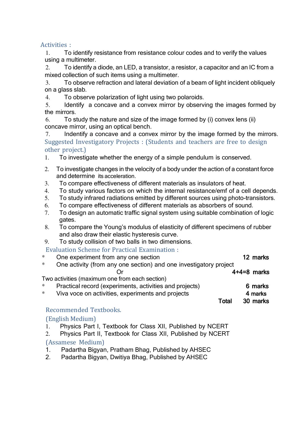 AHSEC 2nd Year Physics Syllabus - Page 5