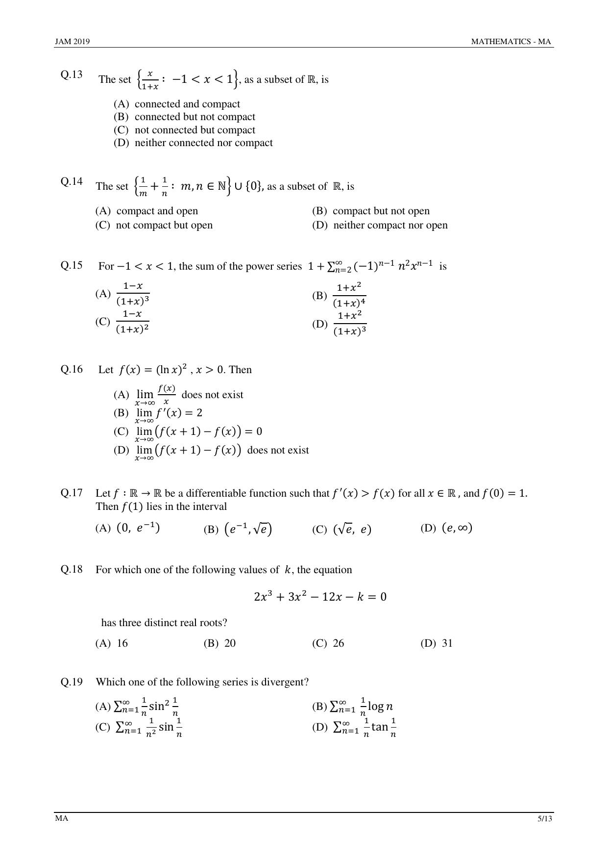 JAM 2019: MA Question Paper - Page 5