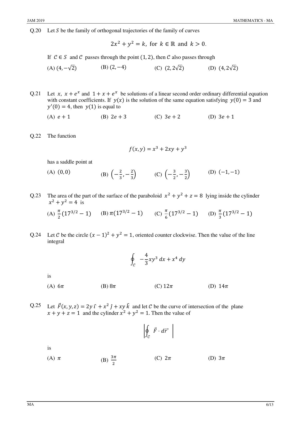 JAM 2019: MA Question Paper - Page 6