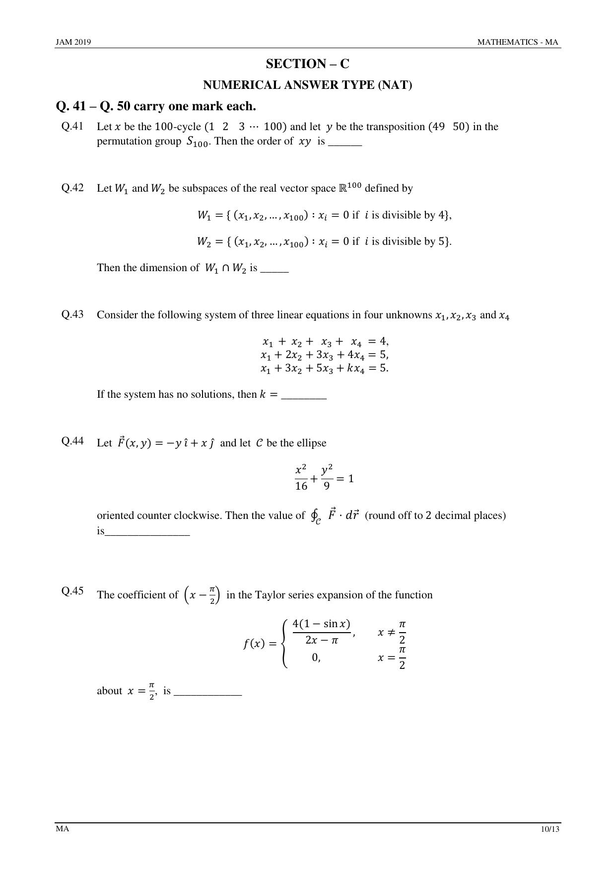 JAM 2019: MA Question Paper - Page 10