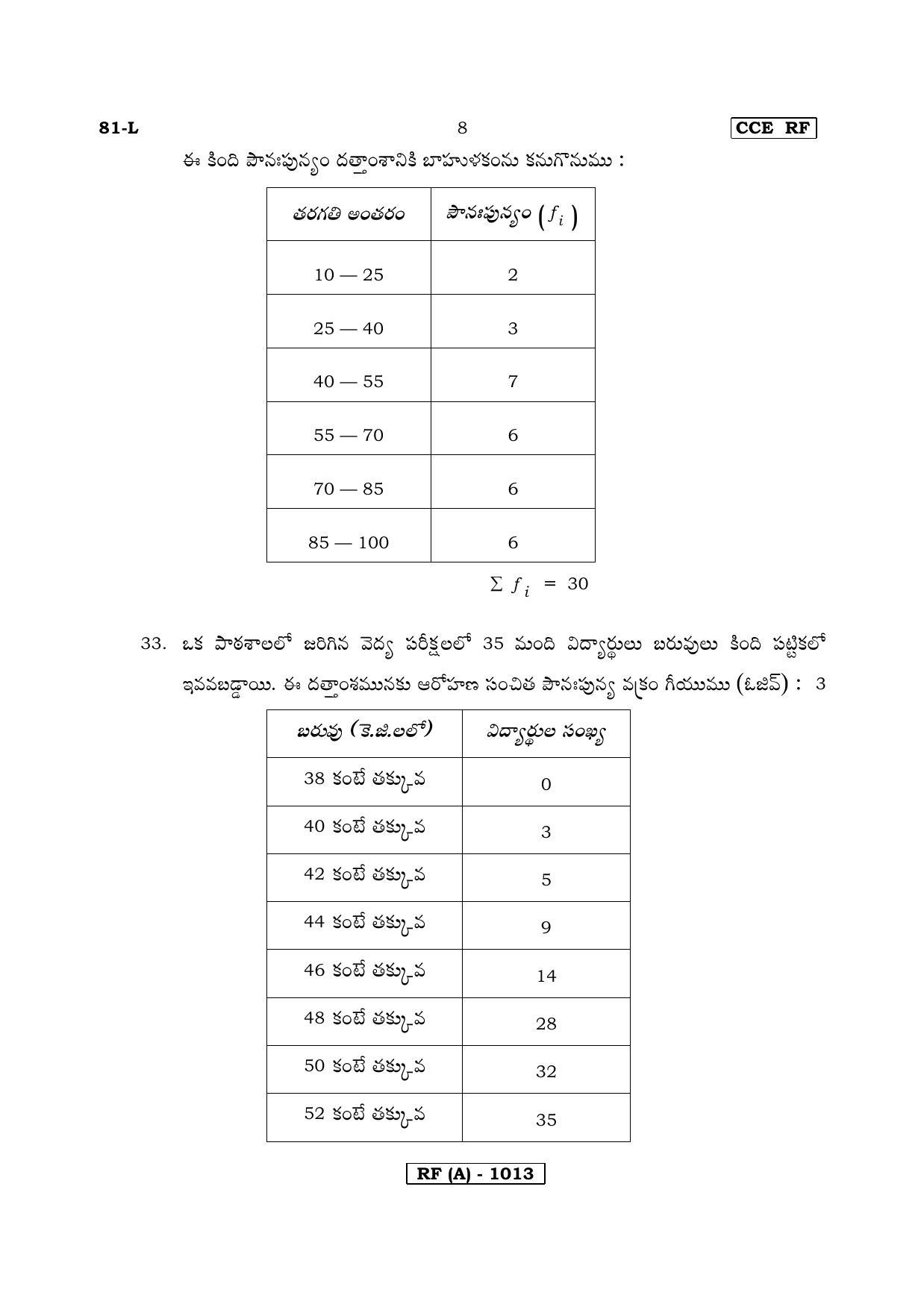 Karnataka SSLC Maths - TELUGU (81L-A Version_l1) March/April 2019 Question Paper - Page 8