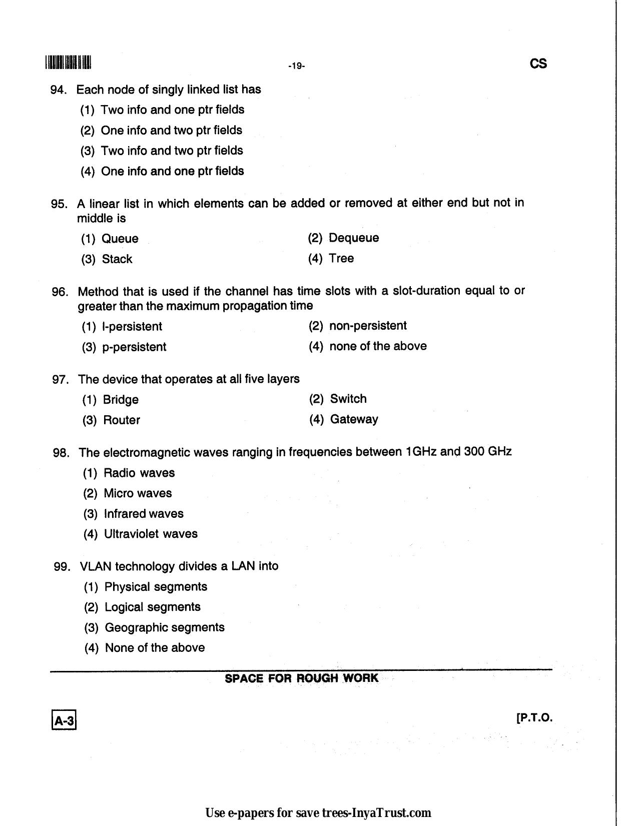 Karnataka Diploma CET- 2013 Computer Science and Engg / Information Science Engg Question Paper - Page 19