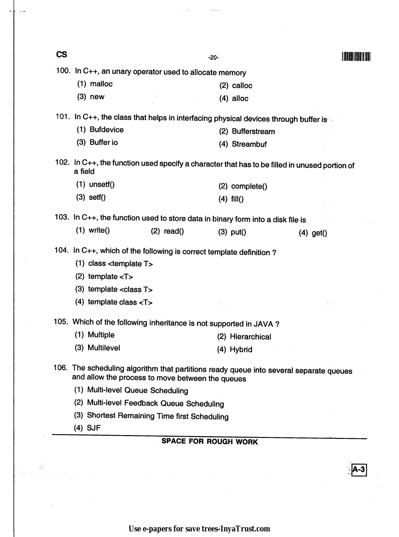 Karnataka Diploma CET- 2013 Computer Science and Engg / Information Science Engg Question Paper - Page 20