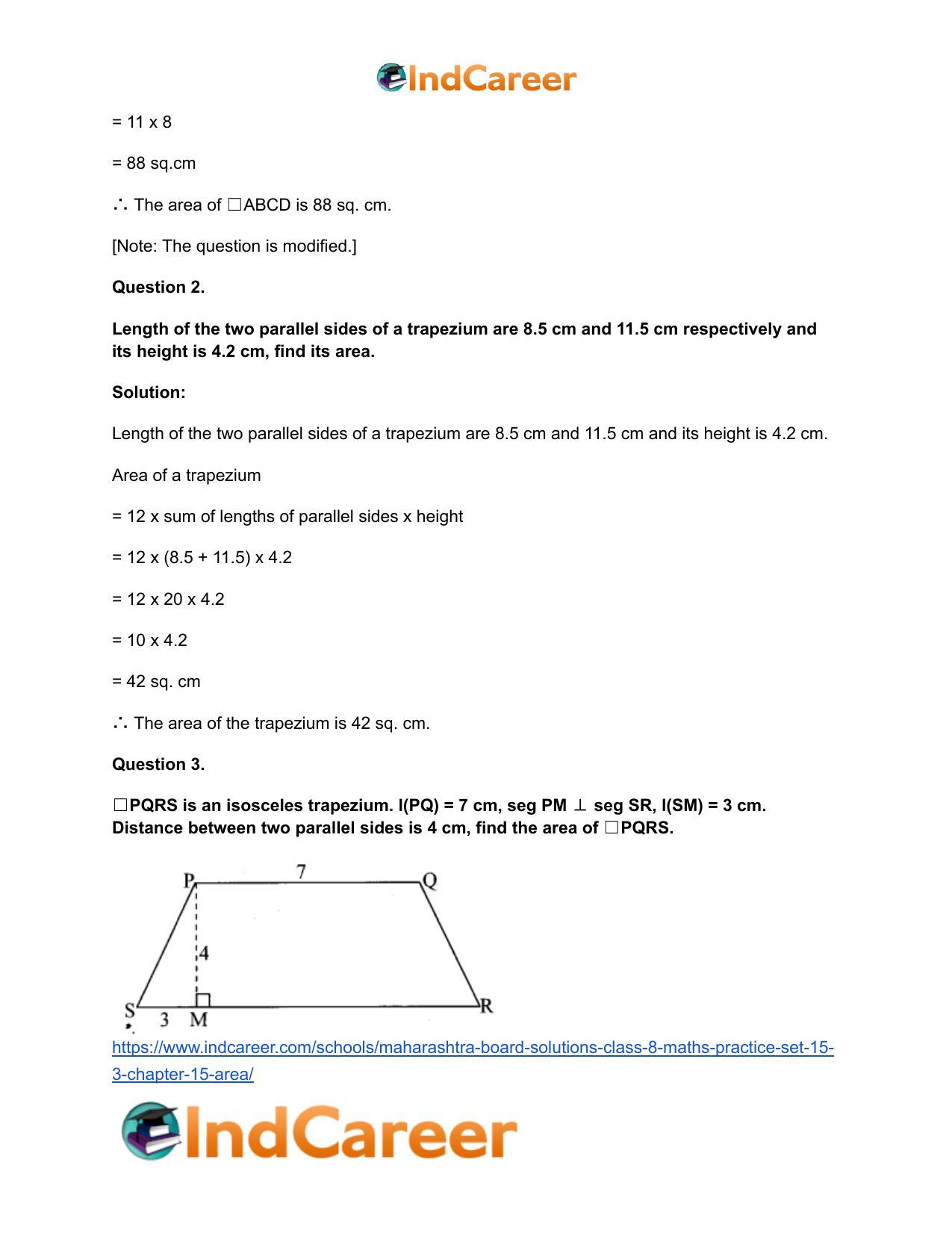 Maharashtra Board Solutions Class 8-Maths (Practice Set 15.3): Chapter 15- Area - Page 3