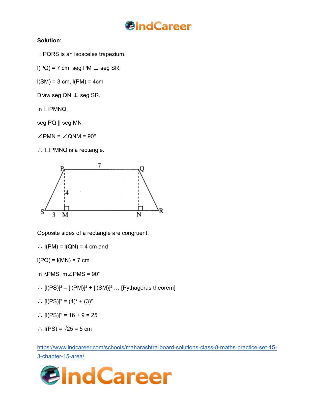 Maharashtra Board Solutions Class 8-Maths (Practice Set 15.3): Chapter 15- Area - Page 4