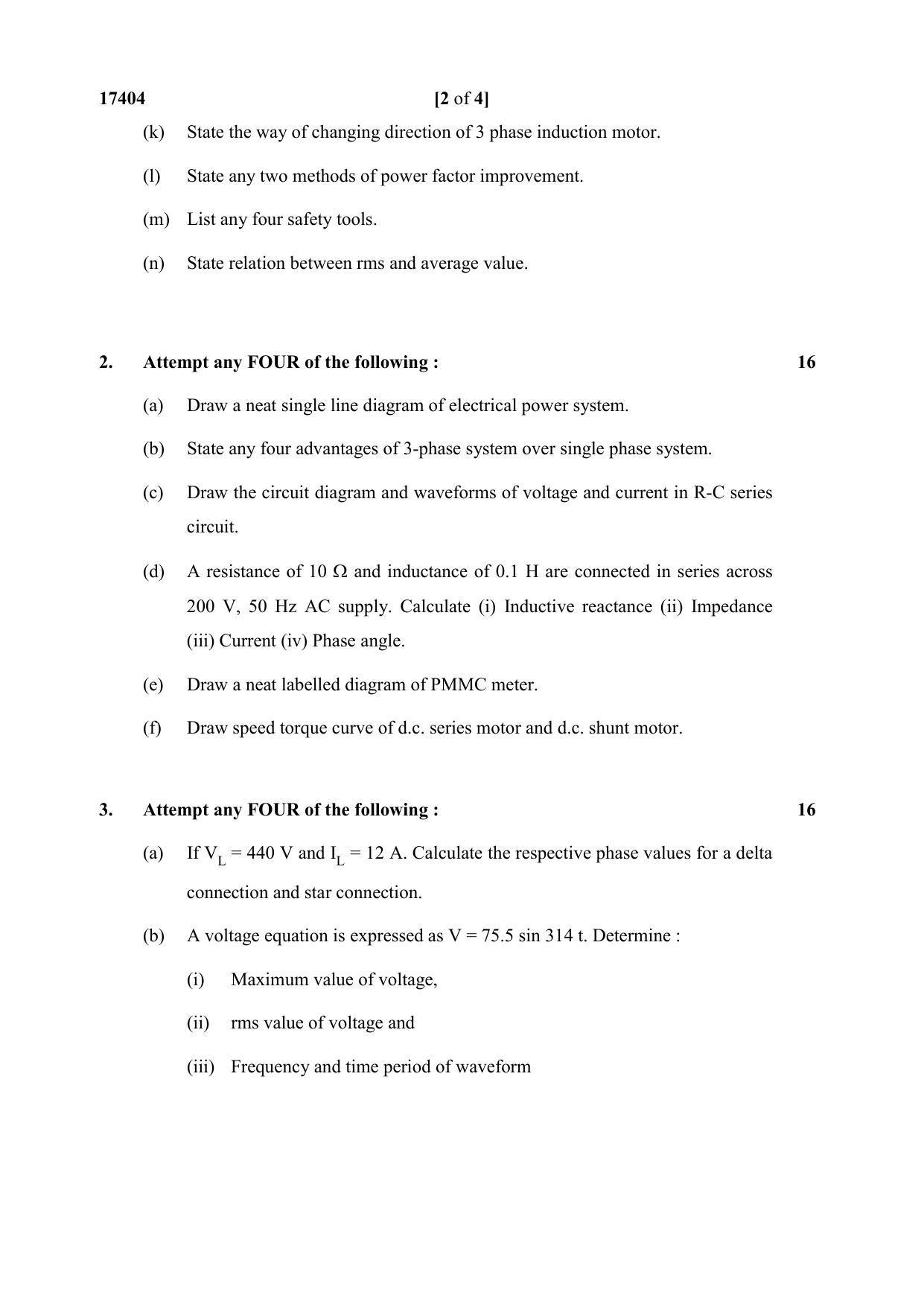 MSBTE Summer Question Paper 2019 - ELECTRICAL ENGINEERING - Page 2