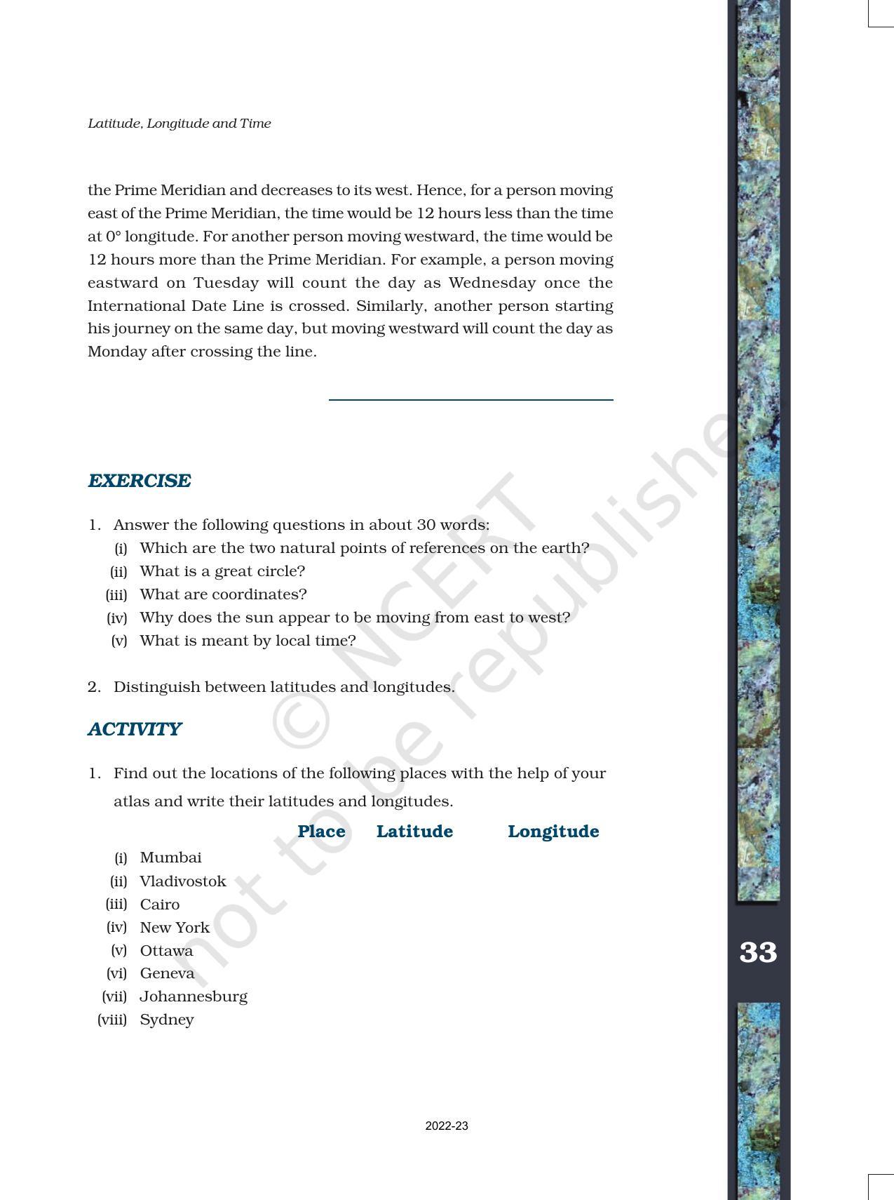 NCERT Book for Class 11 Geography (Part-III) Chapter 3 Latitude, Longitude and Time - Page 8