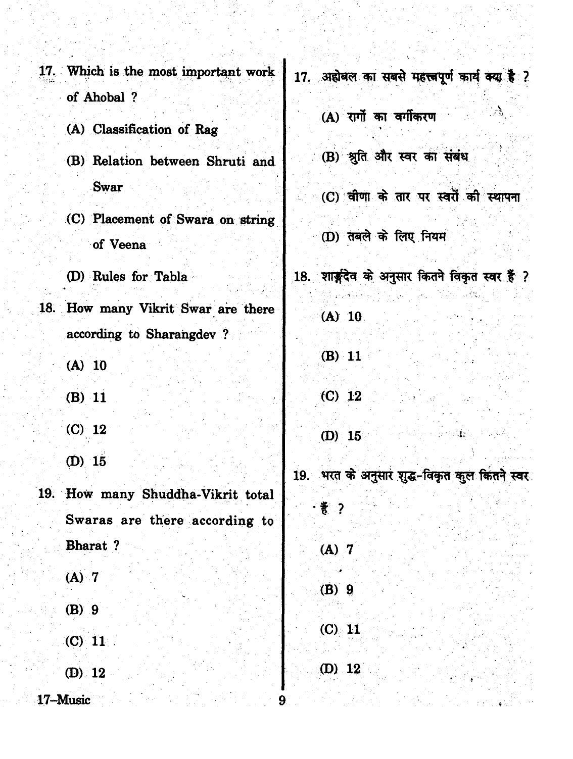URATPG 2015 Music Question Paper - Page 9