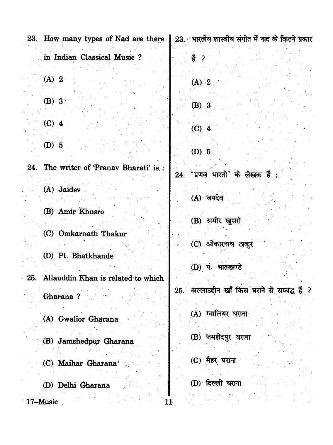 URATPG 2015 Music Question Paper - Page 11