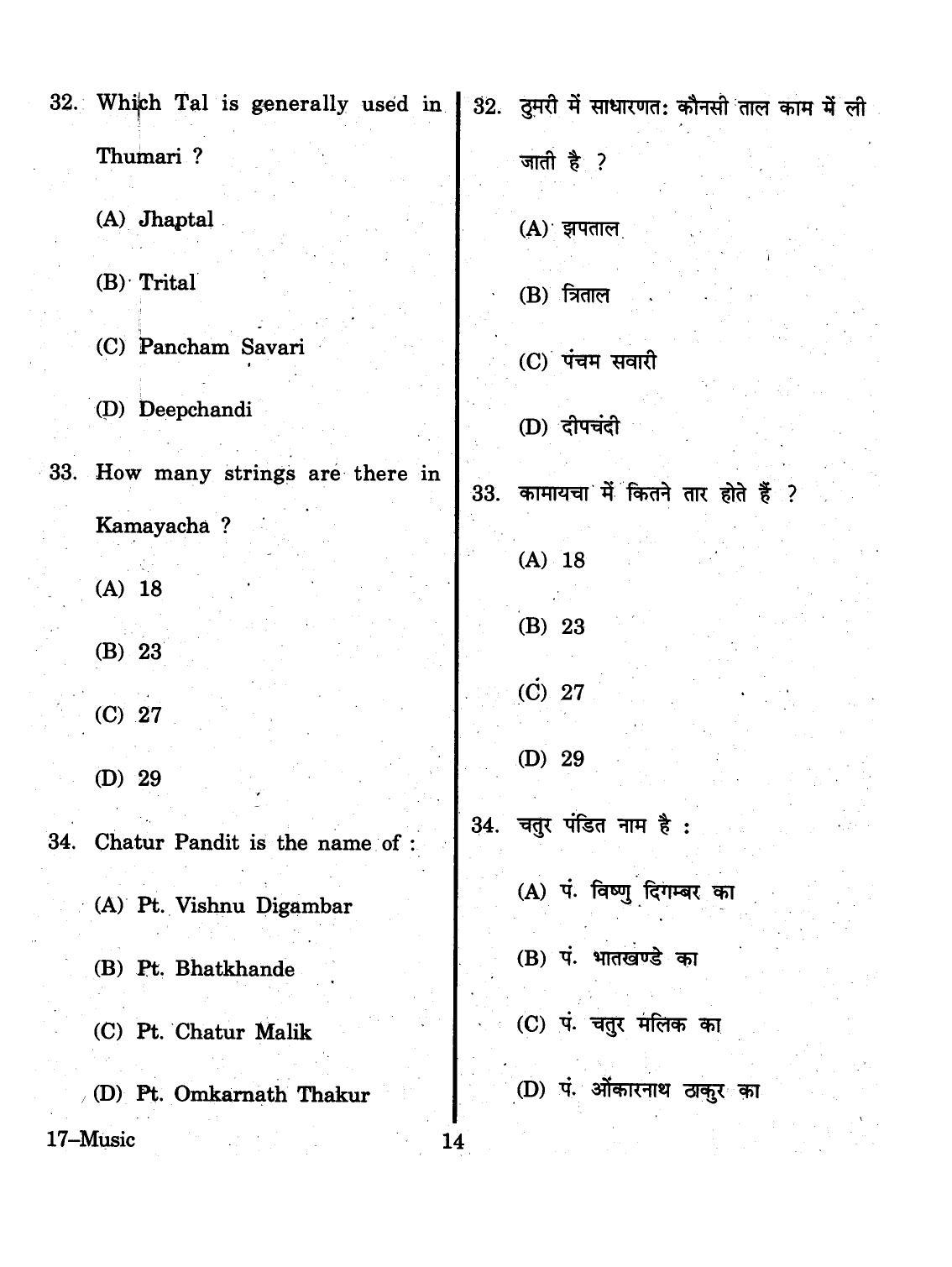 URATPG 2015 Music Question Paper - Page 14