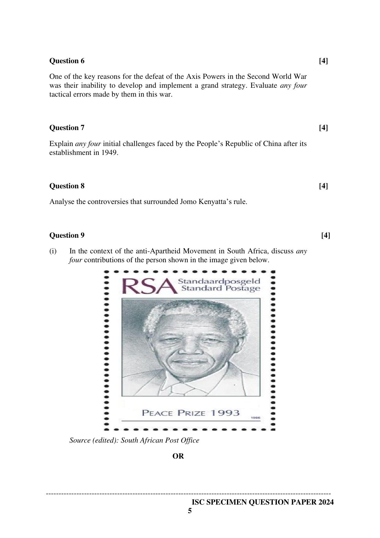 ISC Class 12 2024 History Sample Paper - Page 5