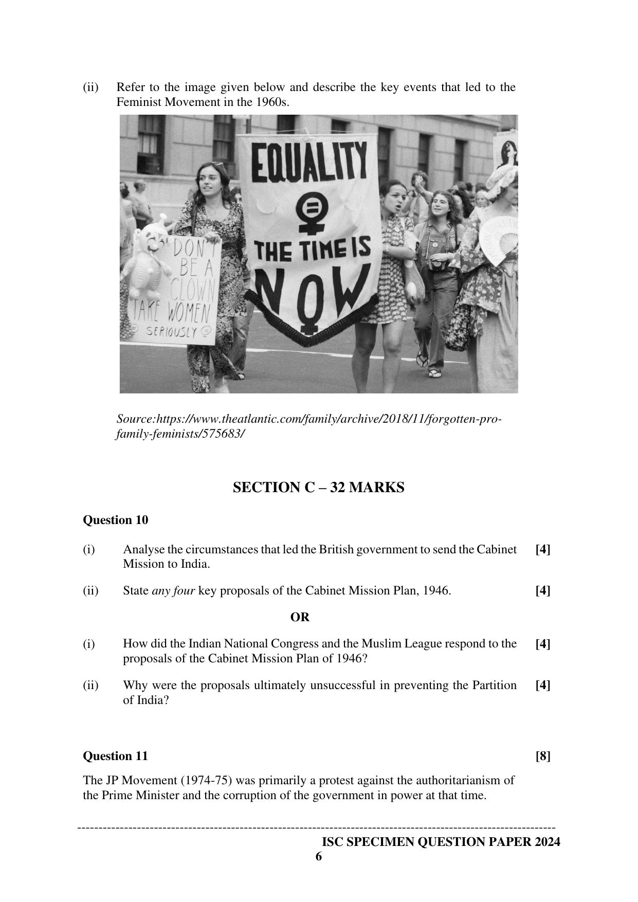 ISC Class 12 2024 History Sample Paper - Page 6