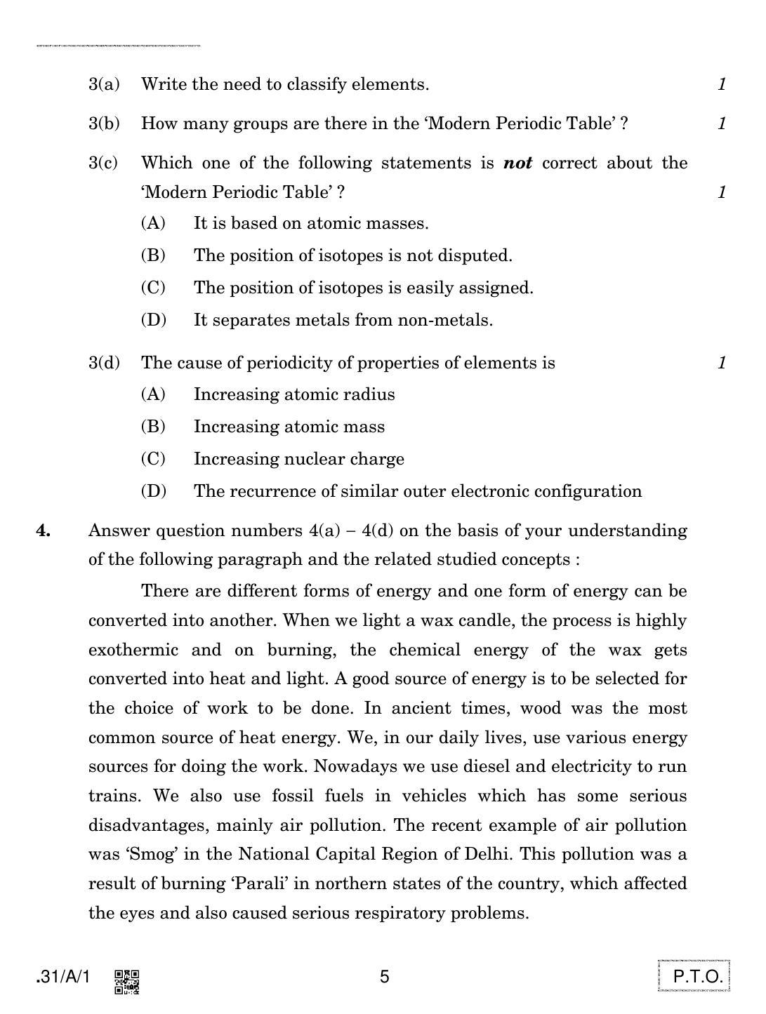 CBSE Class 10 31-C-1 - Science 2020 Compartment Question Paper - Page 5