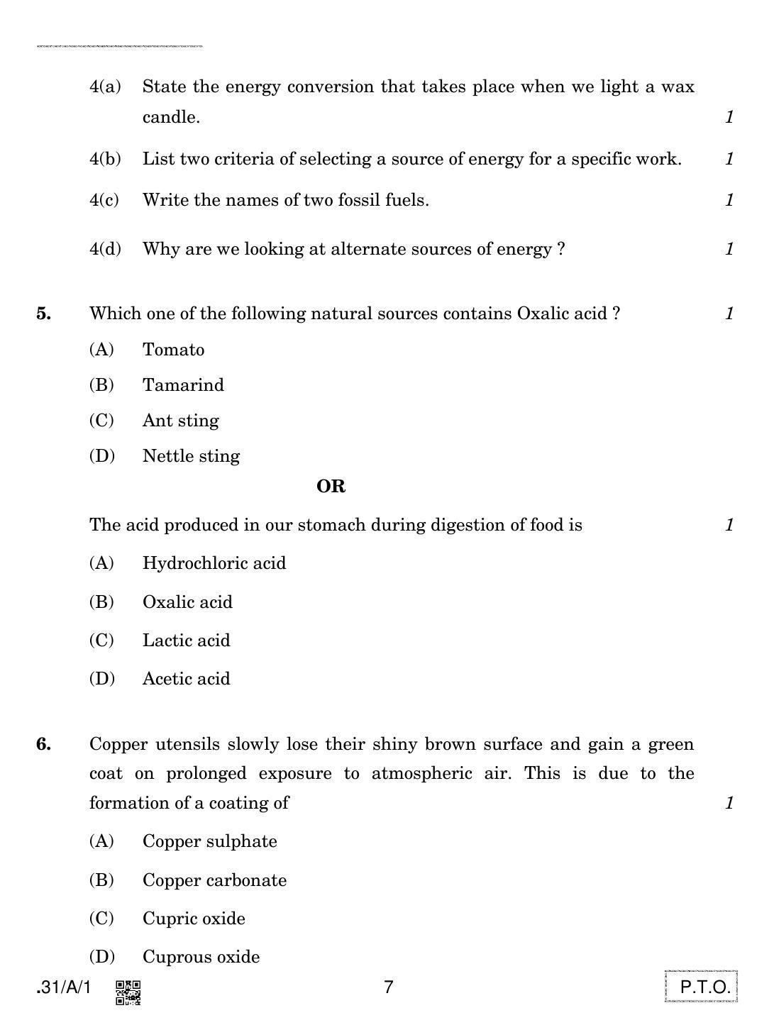 CBSE Class 10 31-C-1 - Science 2020 Compartment Question Paper - Page 7
