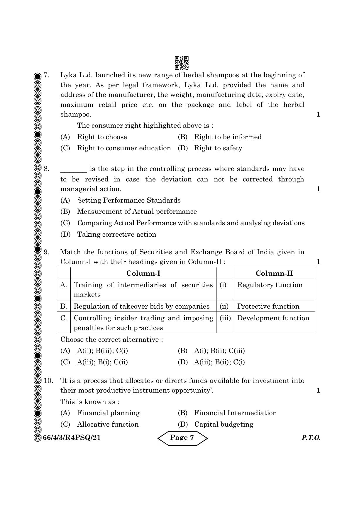 CBSE Class 12 4-3 Bussiness Studies 2024 Question Paper - Page 7