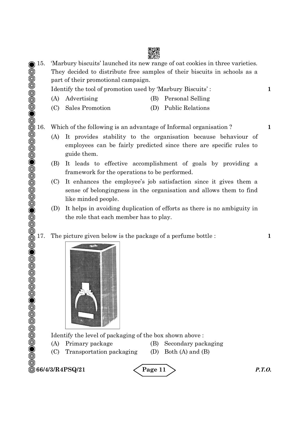 CBSE Class 12 4-3 Bussiness Studies 2024 Question Paper - Page 11