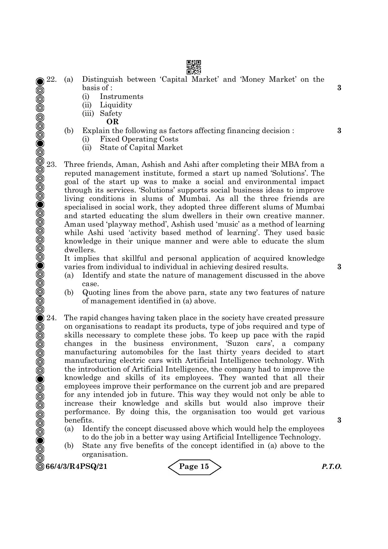 CBSE Class 12 4-3 Bussiness Studies 2024 Question Paper - Page 15