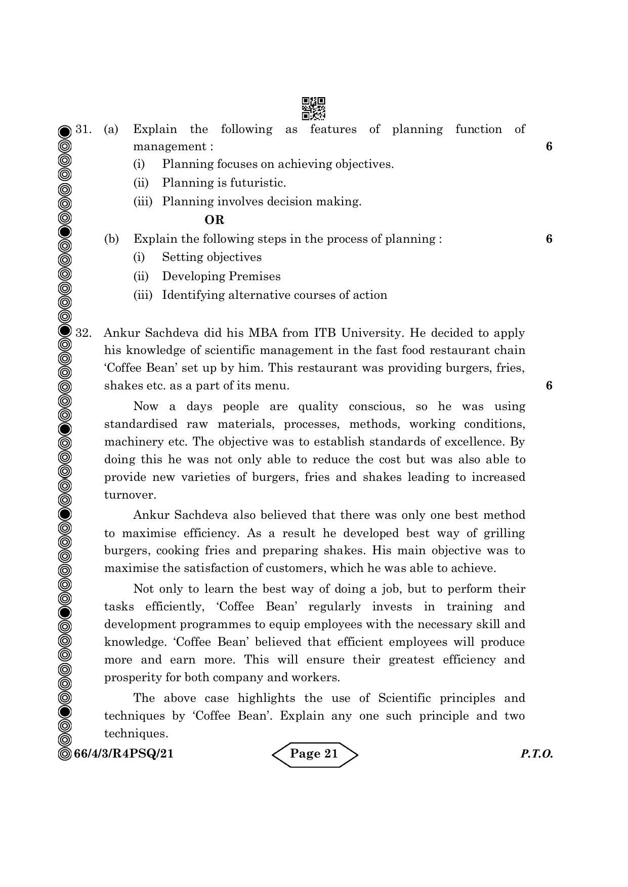 CBSE Class 12 4-3 Bussiness Studies 2024 Question Paper - Page 21