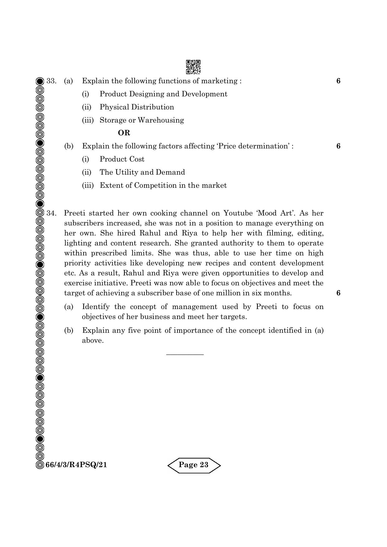 CBSE Class 12 4-3 Bussiness Studies 2024 Question Paper - Page 23