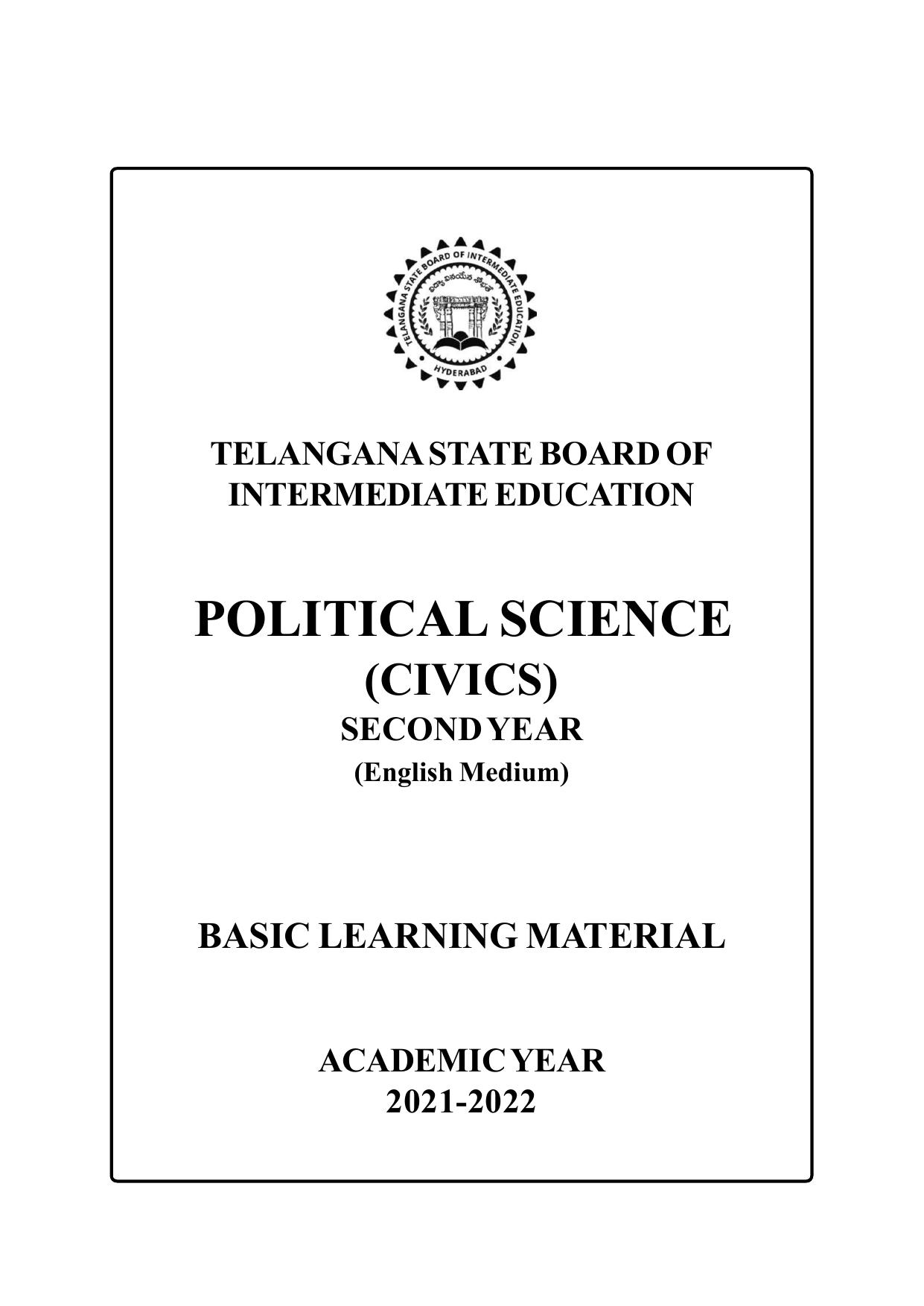 TS SCERT Inter 2nd Year Political Science II yr EM Path 1 (Telugu Medium) Text Book - Page 2