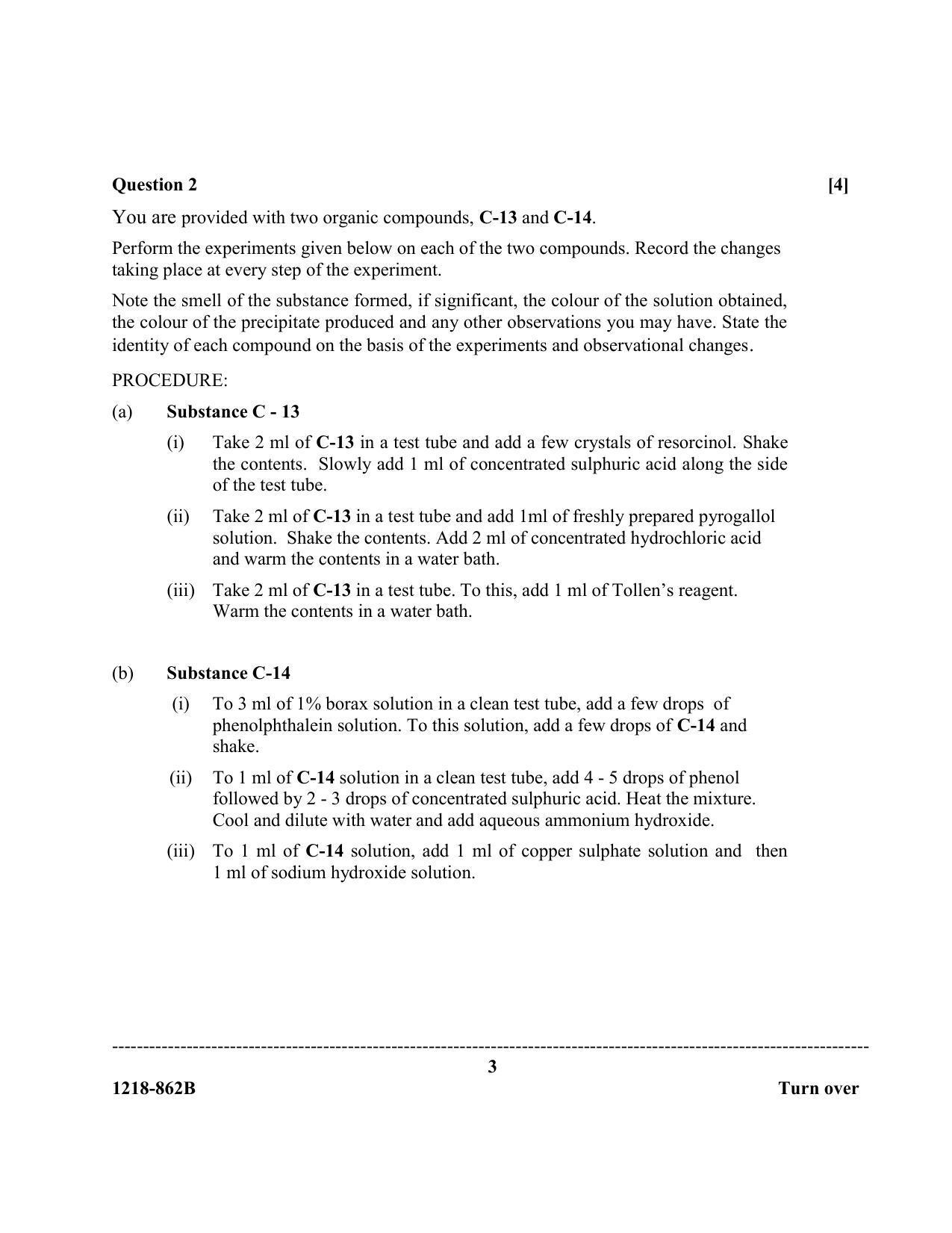 ISC Class 12 2018 Chemistry (Paper II - Practicals) Question Paper - Page 3