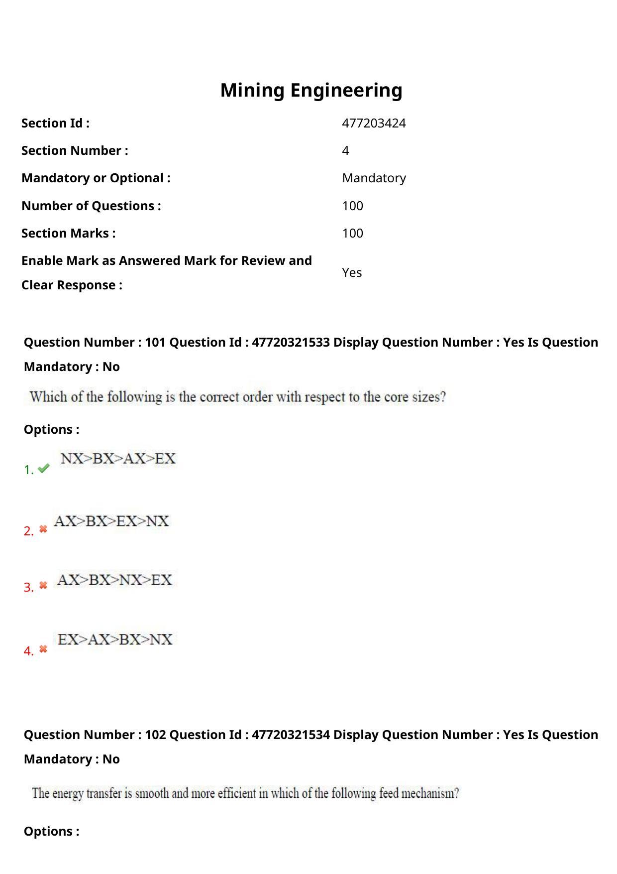 AP ECET 2021 - Mining Engineering Question Paper With Preliminary Keys Shift2 - Page 54