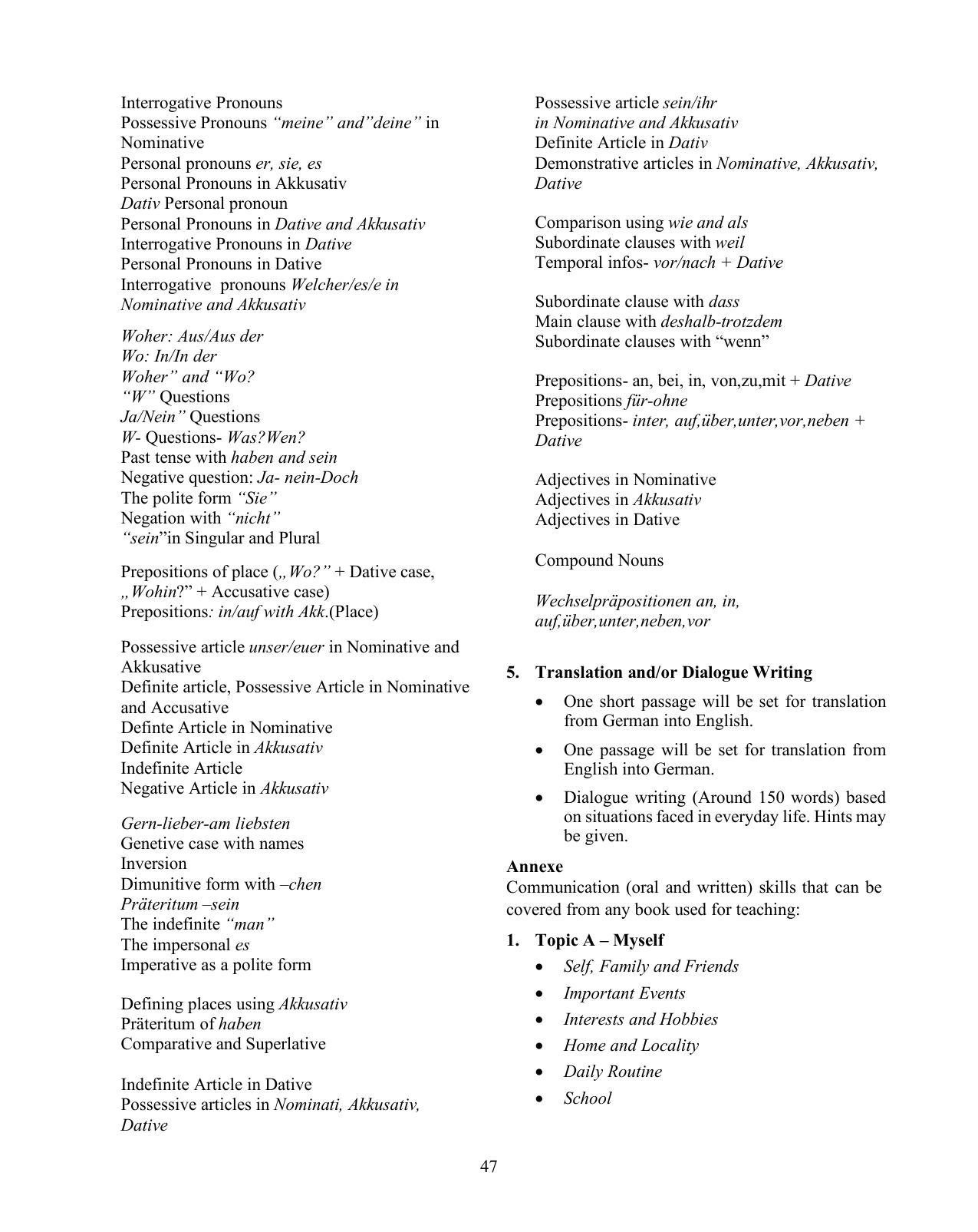 ICSE German Syllabus 2026 - Page 2