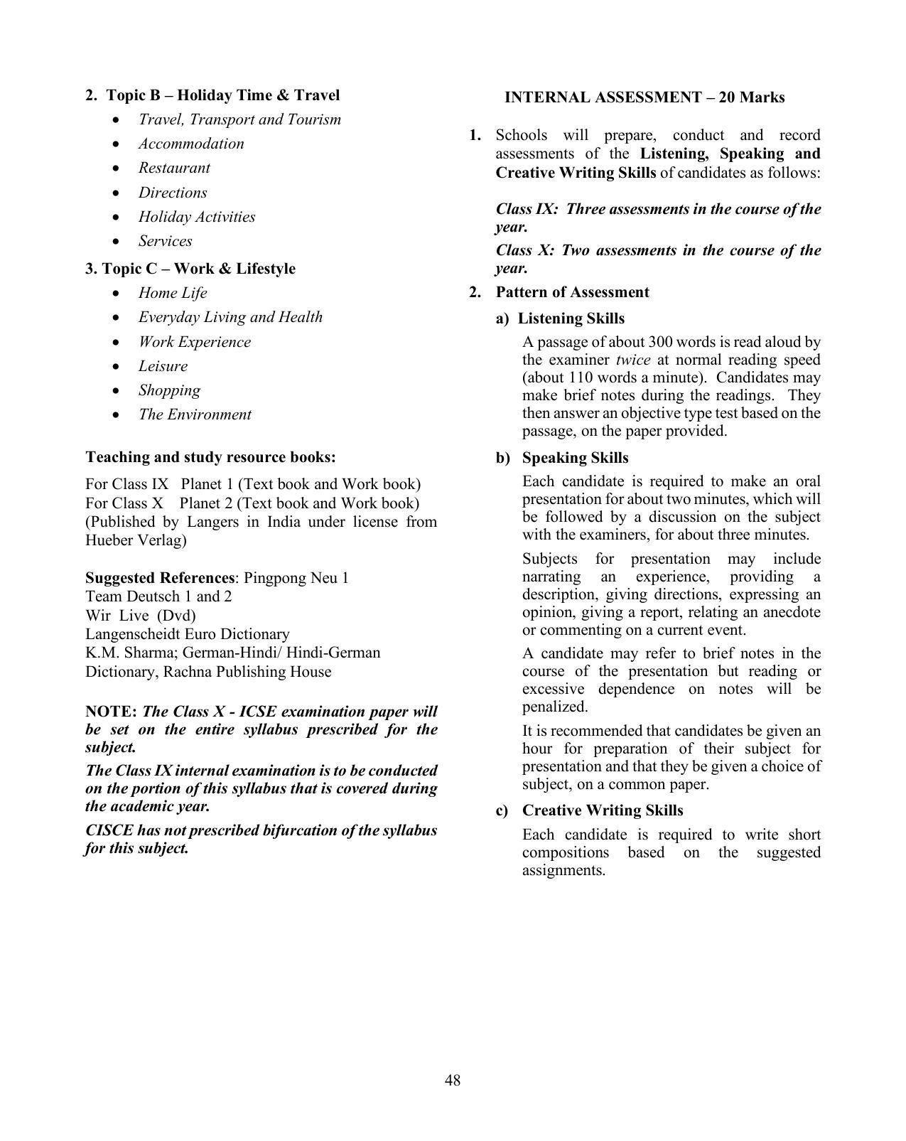 ICSE German Syllabus 2026 - Page 3