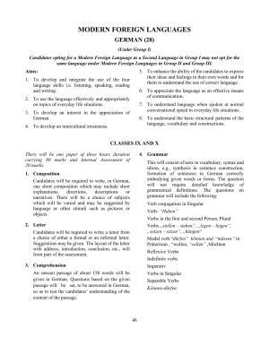 ICSE German Syllabus 2026