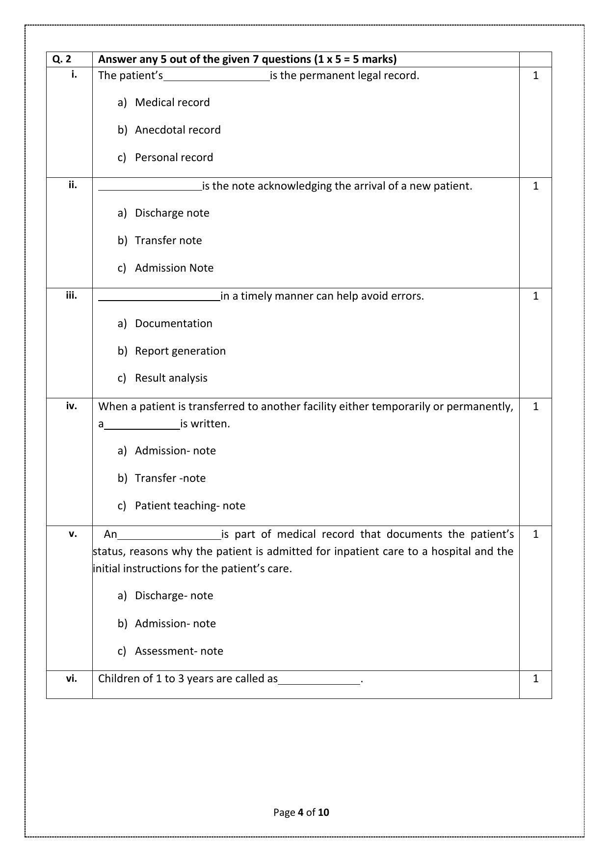 CBSE Class 12 Health Care (Skill Education) Sample Papers 2023 - Page 4