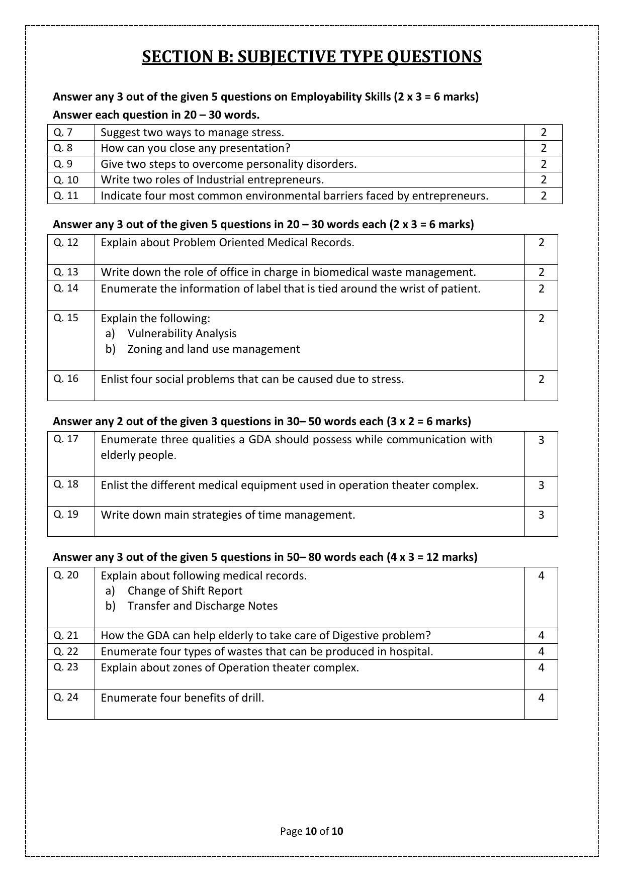CBSE Class 12 Health Care (Skill Education) Sample Papers 2023 - Page 10
