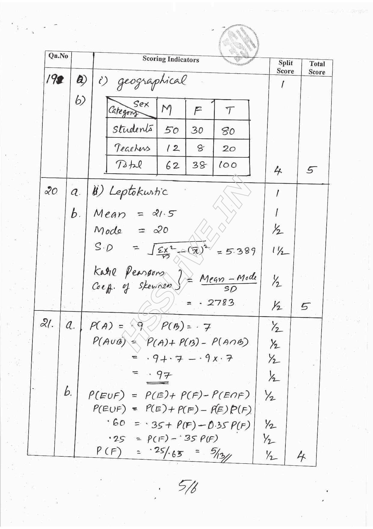 Kerala Plus One 2016 Statistics Improvement Answer Key - Page 5