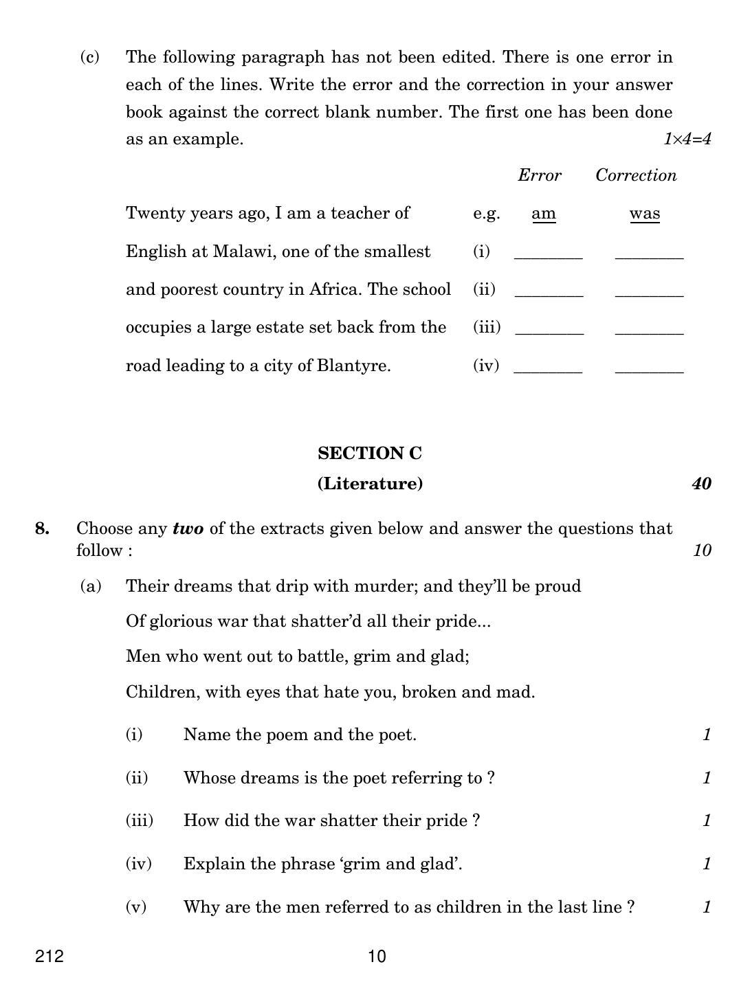 CBSE Class 12 212 ENGLISH ELECTIVE CBSE 2018 Question Paper - Page 10