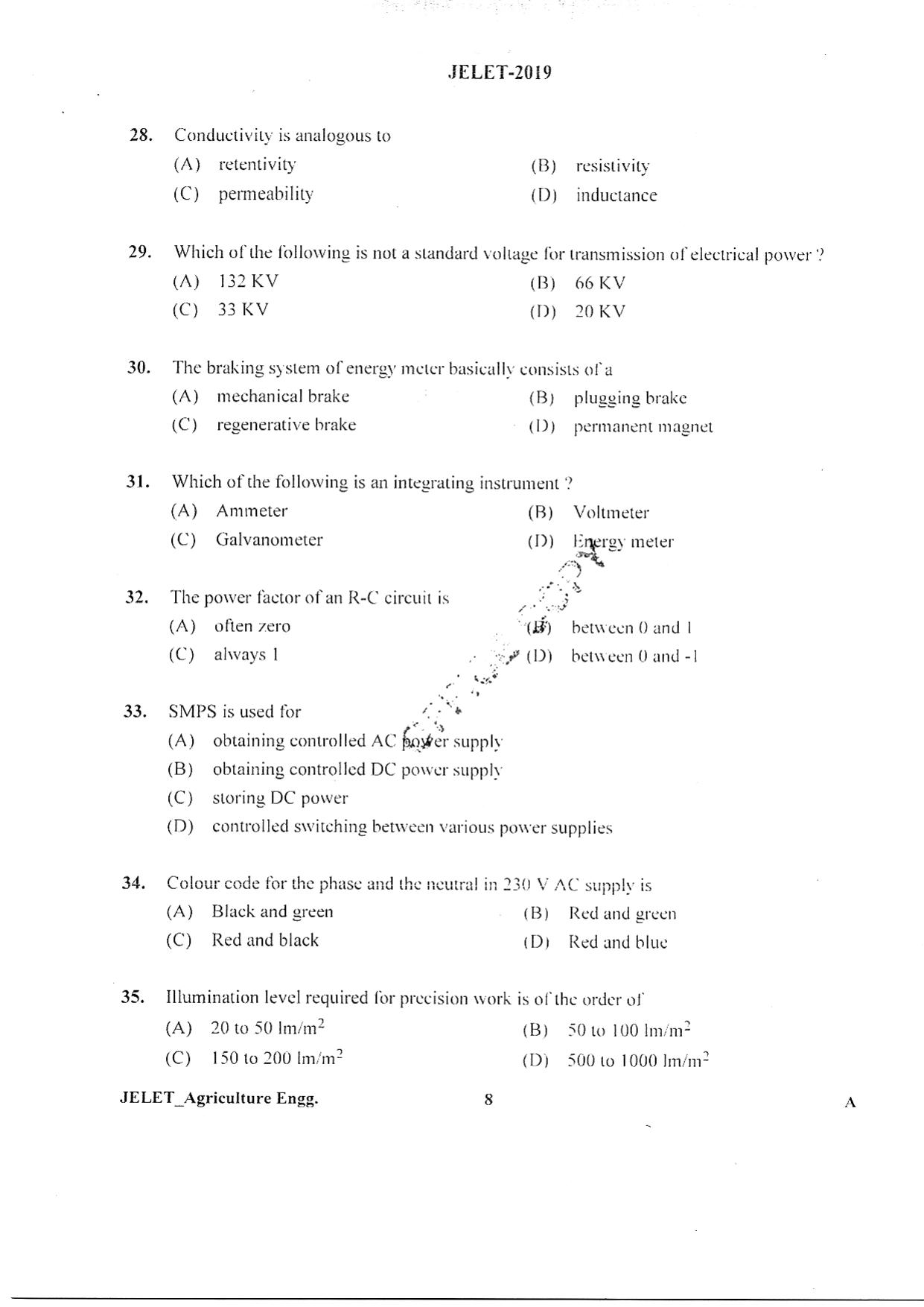 WBJEE JELET 2019 ( Agriculture) - Page 7