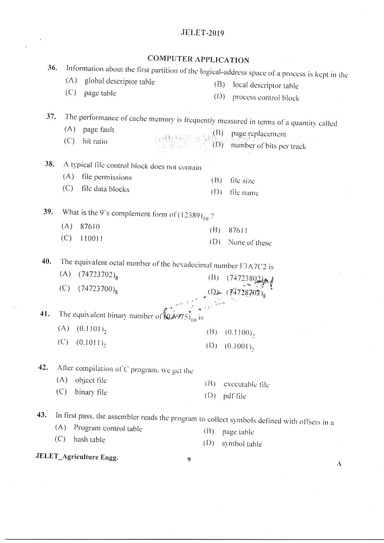 WBJEE JELET 2019 ( Agriculture) - Page 8