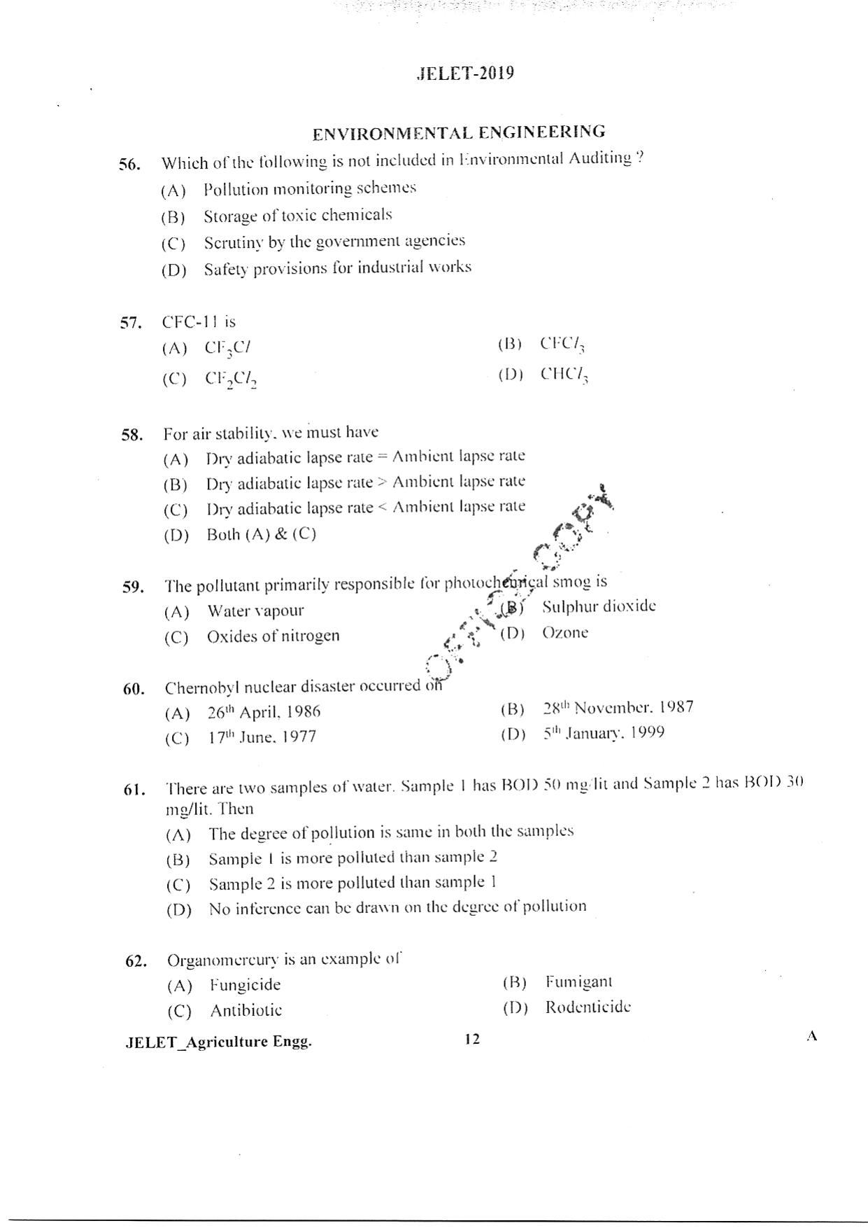 WBJEE JELET 2019 ( Agriculture) - Page 11