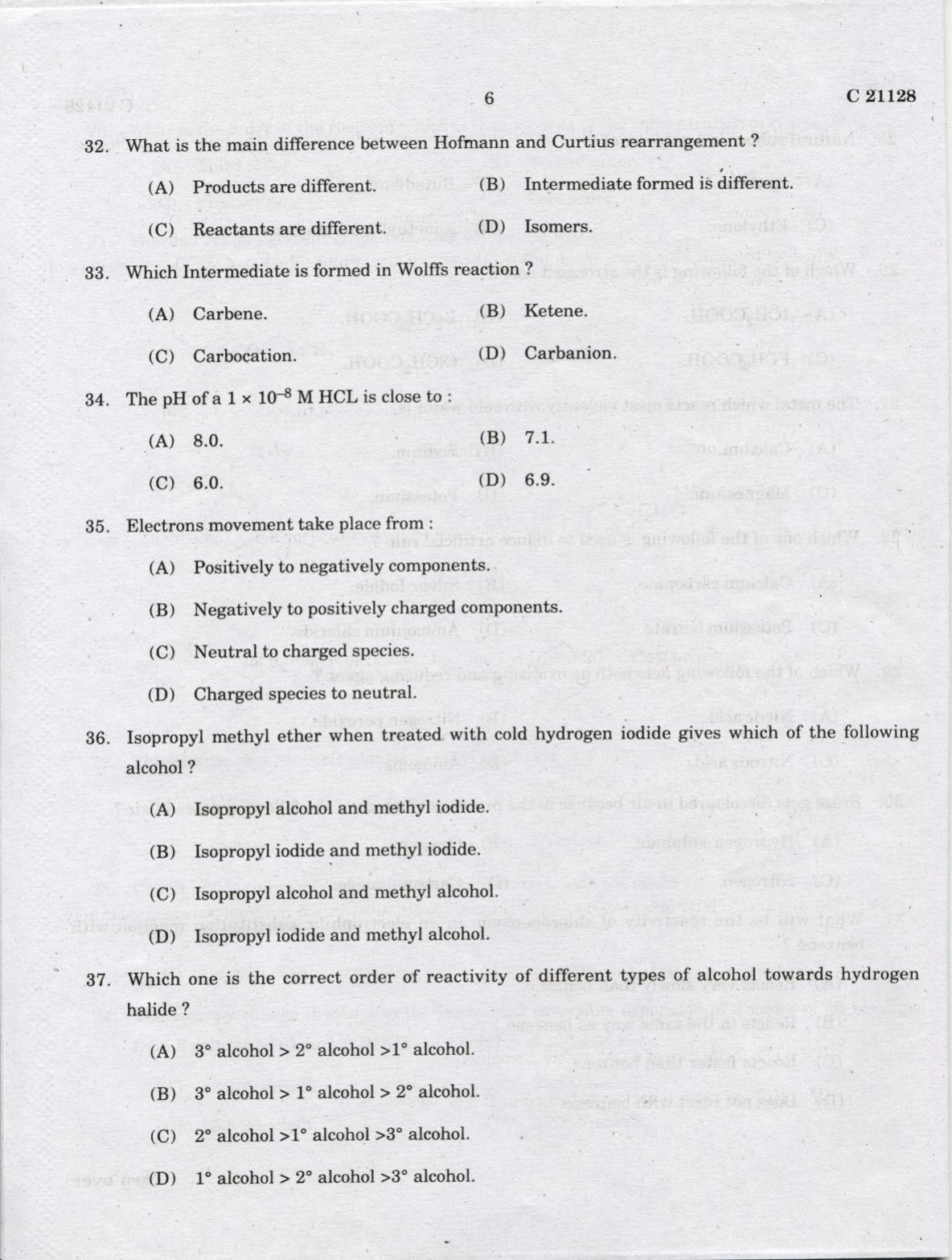 CUCAT 2022 M.Sc. Applied Chemistry & M.Sc Chemistry (Nanoscience) Question Paper - Page 6
