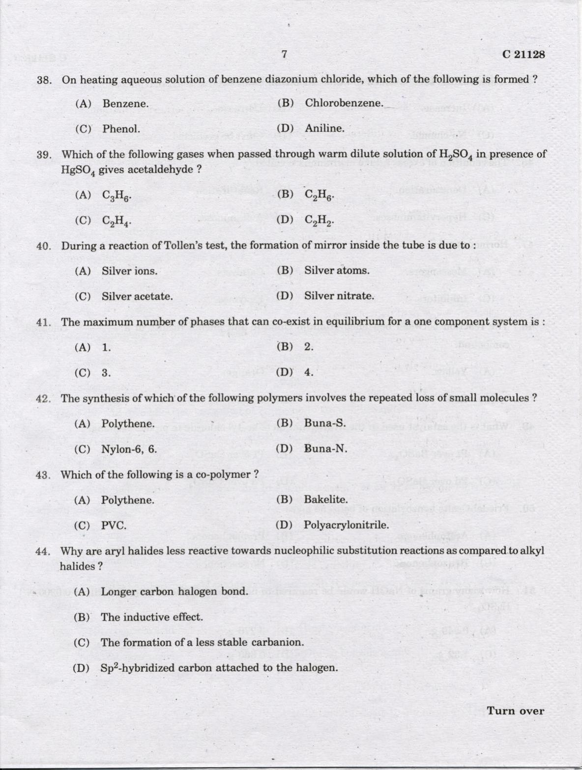CUCAT 2022 M.Sc. Applied Chemistry & M.Sc Chemistry (Nanoscience) Question Paper - Page 7