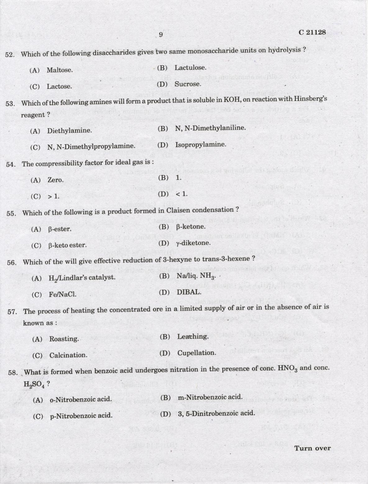 CUCAT 2022 M.Sc. Applied Chemistry & M.Sc Chemistry (Nanoscience) Question Paper - Page 9