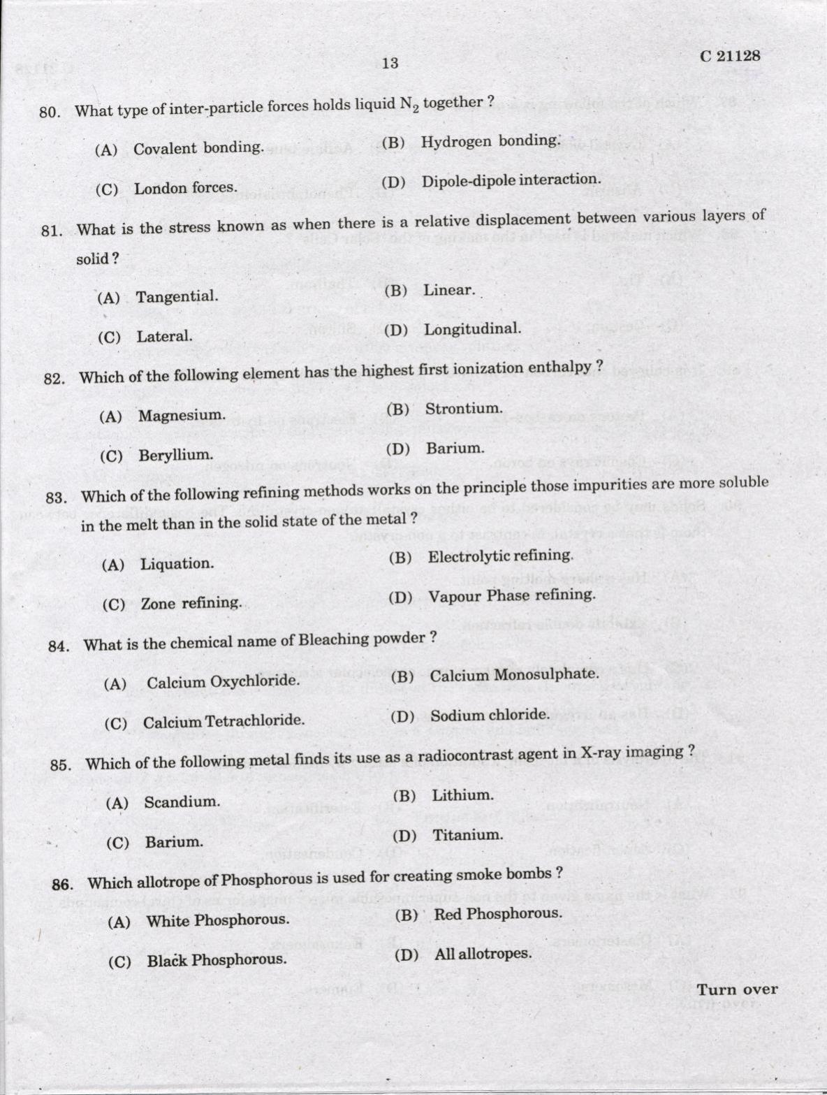 CUCAT 2022 M.Sc. Applied Chemistry & M.Sc Chemistry (Nanoscience) Question Paper - Page 13