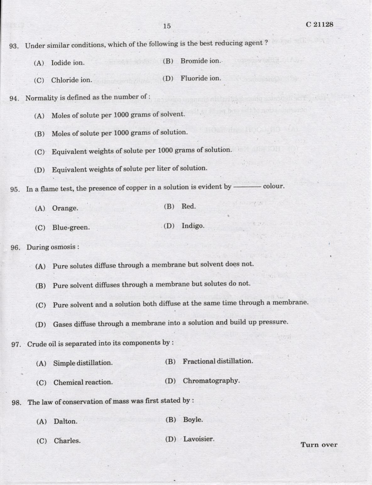 CUCAT 2022 M.Sc. Applied Chemistry & M.Sc Chemistry (Nanoscience) Question Paper - Page 15