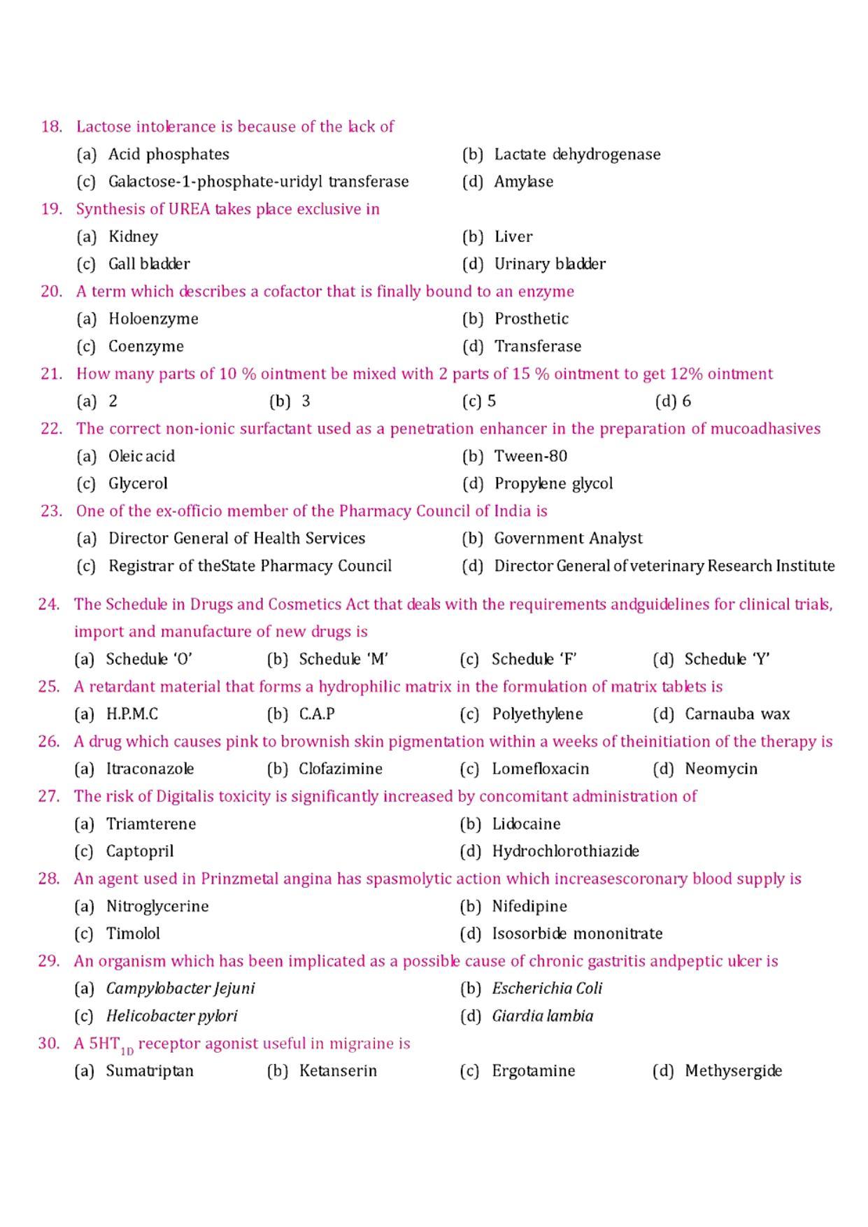 GPAT 2003 Question Paper with Answer Key - Page 3