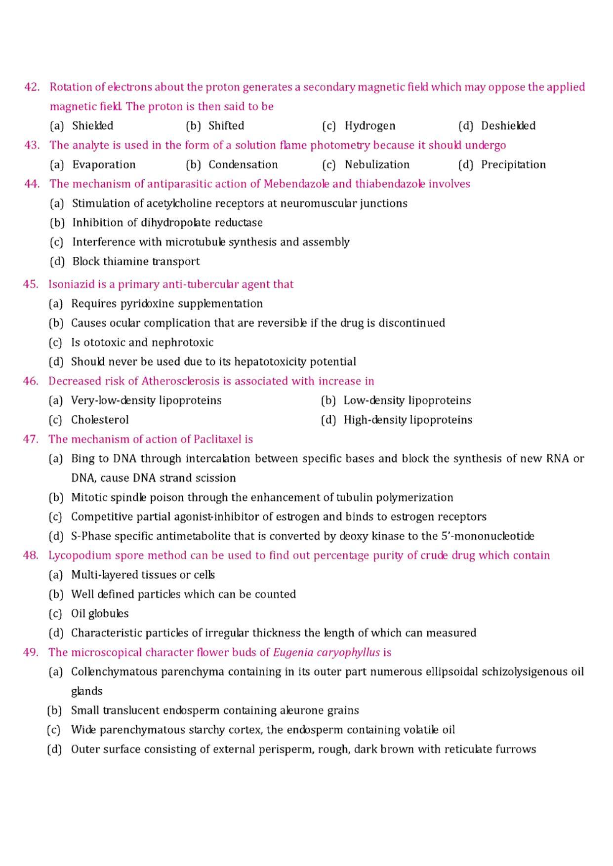 GPAT 2003 Question Paper with Answer Key - Page 5