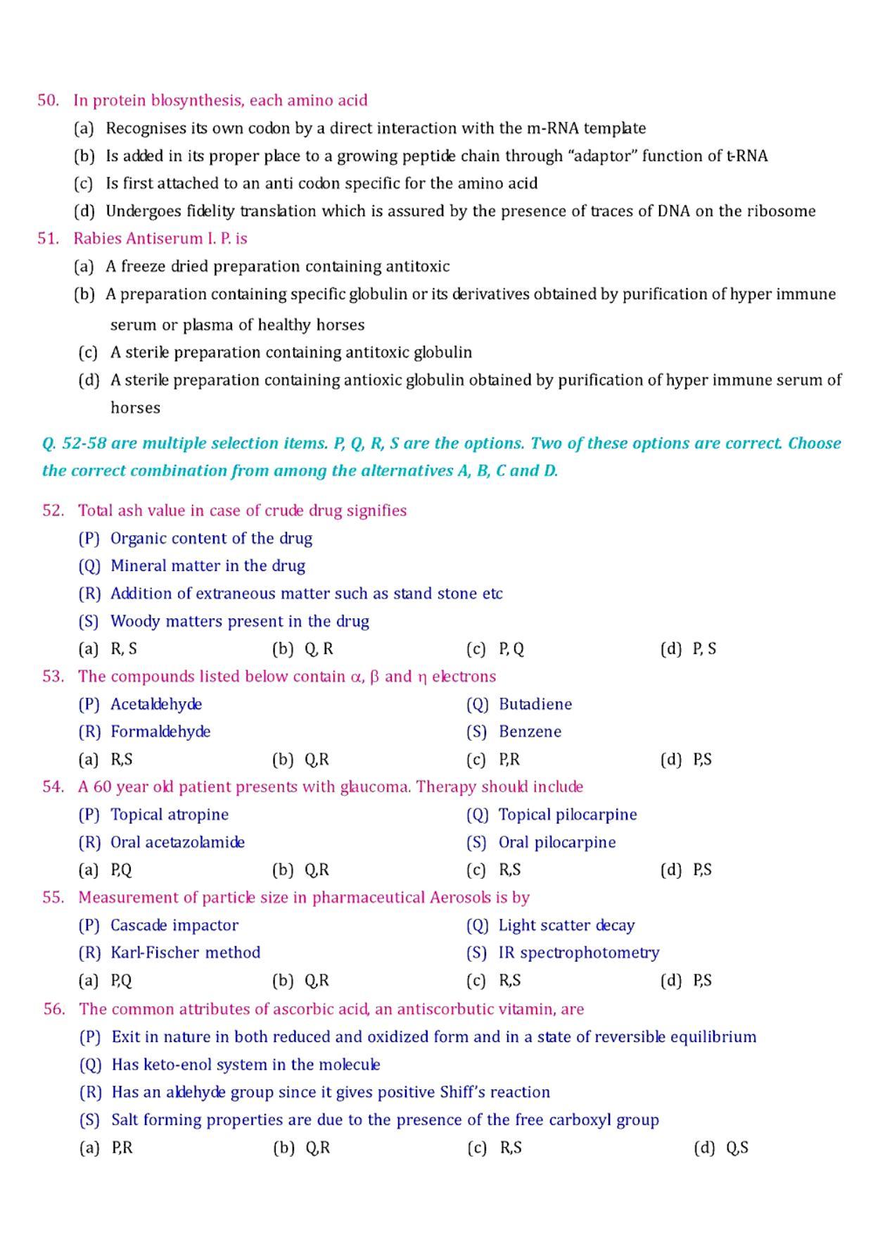 GPAT 2003 Question Paper with Answer Key - Page 6