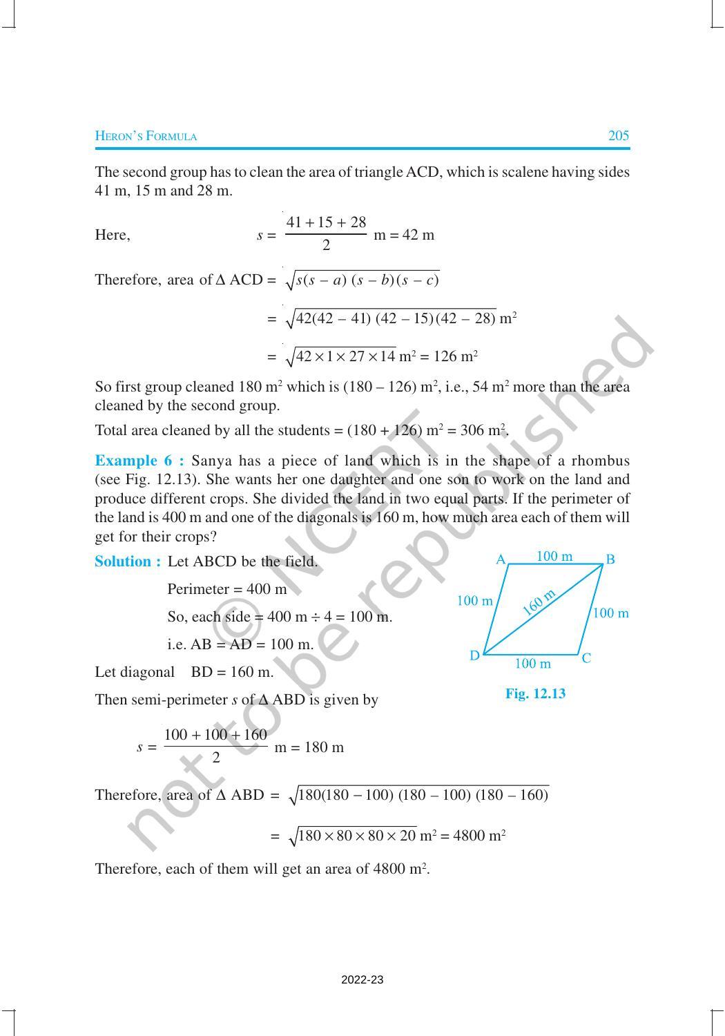 NCERT Book for Class 9 Maths Chapter 12 Heron’s Formula - Page 9