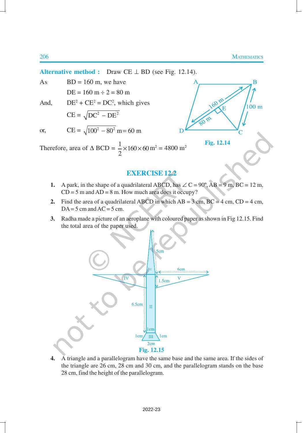 NCERT Book for Class 9 Maths Chapter 12 Heron’s Formula - Page 10