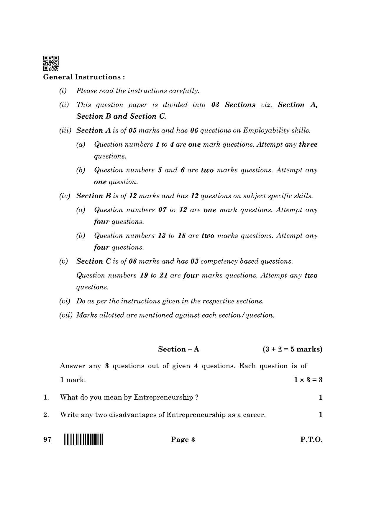 CBSE Class 10 97 Front Office Operations 2022 Question Paper - Page 3