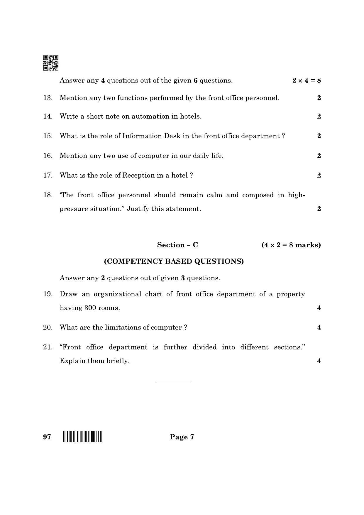 CBSE Class 10 97 Front Office Operations 2022 Question Paper - Page 7